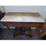 A Victorian Mahogany Card Table, on central column with scroll feet, approx 92 x 92 x 73 cms.