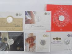 Six Silver £20 Presentation Coins, including Christmas 2016, 'Outbreak 2014', 'Winston Churchill