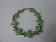 Volmer Bahner (1912-1995) Danish, A Silver and Enamel Fish Bracelet, approx stamped VB sterling,