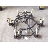 A Wrought Iron Game Keeper's Crown, converted for lighting. (1)