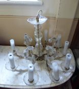 An Antique Crystal 10 Arm Chandelier, central column and arms decorated with rosettes, approx 40 cms