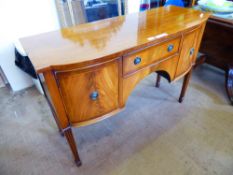 A Reproduction Inlaid Sideboard, on tapered legs with single drawer and cupboards to either side,