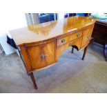 A Reproduction Inlaid Sideboard, on tapered legs with single drawer and cupboards to either side,