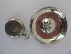 A Silver 'Man in the Moon' Pin Dish, London hallmark, dated 1916/17 mm rubbed, a silver cased pocket