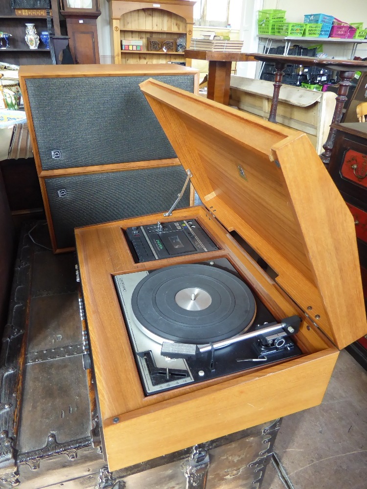 A Dynatron Music Centre Model Number HFC 209, with two speakers, model numbers LS1428