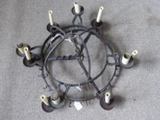 A Wrought Iron Game Keeper's Crown, converted for lighting. (1)