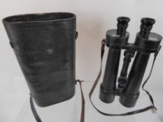 A Pair of Great War Period German Carl Zeiss Jena 18 x 50 Binoculars, serial nr. 656235 stamped Carl