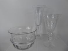 Miscellaneous Antique Glass, including two folded foot, two deceptives, two rummers, two drinking