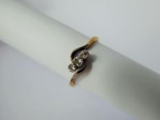 An 18 ct Hallmarked Yellow Gold Three Stone Diamond Ring, size N, approx 2 gms