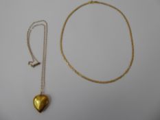 A Lady's 9ct Tri-Gold Necklace, approx 40 cms, together with 9ct locket and chain, approx 8.8 gms