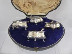 A Silver Cruet Set, Birmingham hallmark, dated 1919, mm Oldfields Ltd, in the original scallop box.