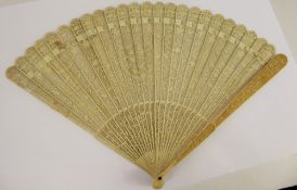 A Lady's 19th Century Ivory Delicate Brisé Fan, intricately carved with floral garlands, approx 25
