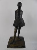 After Degas, a bronze statuette depicting a ballerina, approx 34 cms.