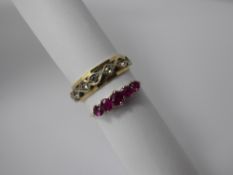 A Lady's 9ct Gold, Silver and White Stone Full Eternity Ring, size M together with a 9ct and