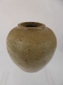 A Mushroom Glaze Earthenware Vase, in the Korean style, approx 13 cms