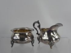 A Continental Silver Creamer and Sugar Bowl, stamped 925, approx 152.9 gms.