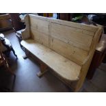 A Vintage Bleached Pine Settle, approx 150 x 50 x 103 cms.