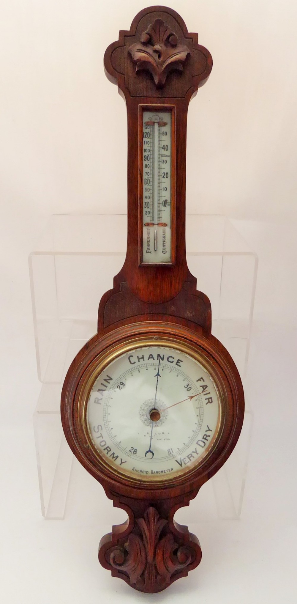 An Oak Cased Aneroid Barometer, approx 74 cms.
