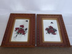 Two Edwardian Bevelled Glass Hand Painted Mirrors, approx 52 x 82 cms.