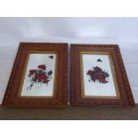 Two Edwardian Bevelled Glass Hand Painted Mirrors, approx 52 x 82 cms.