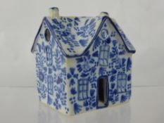 A Charming 19th Century Blue & White Delft Porcelain Cottage, approx 8 x 6 8 cms.