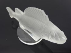 A Lalique Frosted-Glass Bonnet Ornament modelled as a 'Perch' , raised on a circular base with