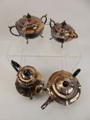 A Silver Plate Four Piece Coffee/Teaset, comprising of tea pot, coffee pot, sugar bowl, milk jug.