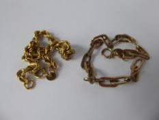 Two Lady's 9ct Gold Bracelets, including one rope and the other link chain, approx 11 gms