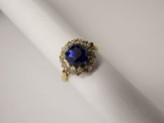 A Lady's 2.94 ct Natural Non-Heated Treated Ceylon Royal Blue Sapphire and Diamond Ring, the deep