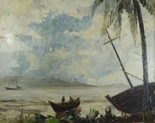 Dolf Riks (Dutch)1929-2004, Original Oil on Canvas entitled 'Evening Koh Samui' Thailand, approx