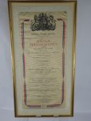 An Original British Silk Souvenir Programme, printed by William Clowes & Sons Ltd, 'Royal Opera