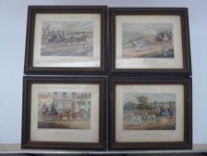 Four Framed Engravings by R.G. Reeve, and drawn by HAIKON depicting horse and carriage scenes,