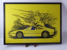 Roberto Pelillo Italian, Contemporary Lithograph of Ferrari, signed in pencil lower right, framed