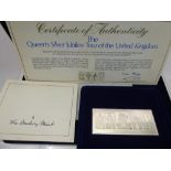 Danbury Mint Four Official Post Office Covers Ingot, commemorating the Silver Jubilee Tour of The