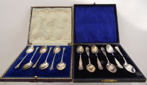 Two Boxed Sets of Silver Teaspoons, both London hallmark, mm Goldsmiths & Silversmiths together with