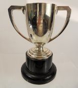 A Silver Twin-Handled Trophy, Sheffield hallmark, dated 1938, mm Mappin & Webb, approx 245 gms.