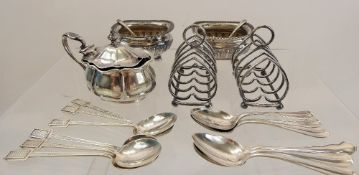 Miscellaneous Silver, including a pair of silver salts, Sheffield hallmark, dated 1912, mm J D &