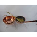 A Miscellaneous Collection of Copper, including a twin handle preserving bowl, approx 23 cms dia,