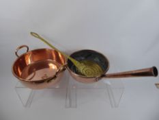 A Miscellaneous Collection of Copper, including a twin handle preserving bowl, approx 23 cms dia,
