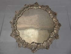 A George III Silver Card Tray, London hallmark, dated 1762, mm Fuller White, the tray with scalloped