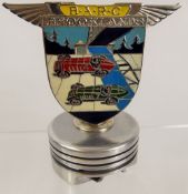 A Vintage Enamel and Chrome BARC (Brooklands Automobile Racing Club Badge), mounted on a cylindrical