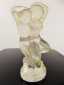 A Lalique Frosted-Glass Figurine, depicting 'Hera and the Centaur', outside edge etched Lalique