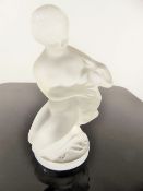 A Lalique Frosted Glass Figurine, entitled 'Diane and Fawn', outside edge etched Lalique France,