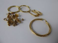 Miscellaneous 9ct Gold Earrings, including two pairs of hoop earrings, six pairs of stud earrings