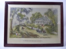 A Print Entitled "A Home on the Mississippi" of a Victorian scene by Cumer & Eves, approx 29 x 40