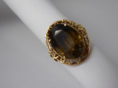 An Antique 14 ct Yellow Gold and Smoky Quartz Ring