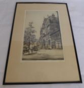 Wilfred C Appleby Black and White Etching, depicting Mason's College, Birmingham University,