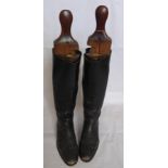 A Pair of Gentleman's Black Leather Riding Boots, with Faulkner & Son lasts.