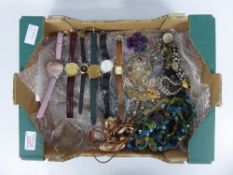 A Selection of Costume Jewellery, including beads, earrings, bracelets, pendants, watches and