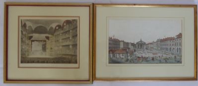 A Vintage Framed Engraving , entitled 'A Perspective View of Covent Garden in 1751, together with an